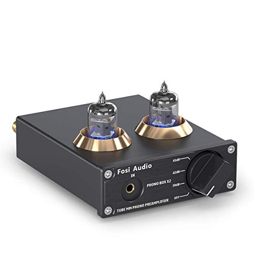 Fosi Audio Phono Preamp for Turntable Preamplifier MM Phonograph Preamplifier with Gain Gear Mini Stereo Audio Hi-Fi Pre-Amplifier for Record Player with DC 12V Power Supply Box X2