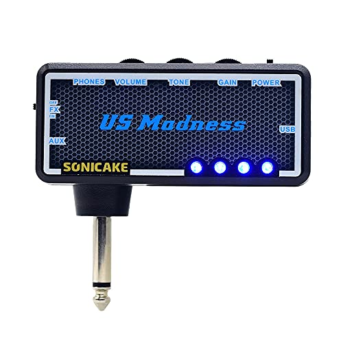 SONICAKE Guitar Bass Headphone Amp Mini Headphone Amplifier US Madness Rechargeable Pocket Chorus Effects