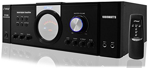 Pyle 1000 Watt Premium Home Audio Power Amplifier - Home Theater 4 Channel Stereo Receiver w/ Speaker Selector & Remote - for Amplified TV, Subwoofer Speakers, PA System - PT1100