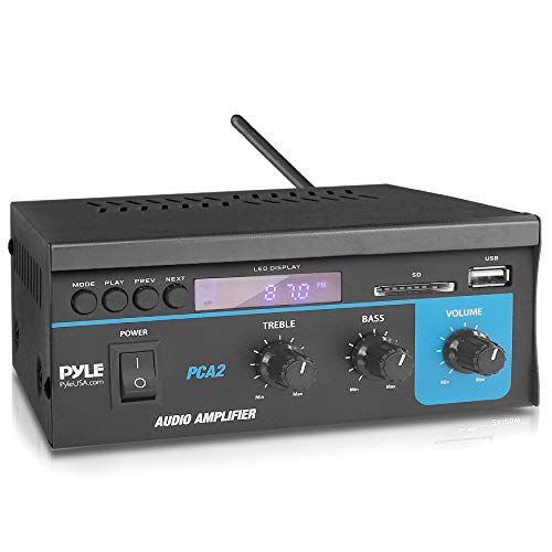 Home Audio Power Amplifier System 2X40W Mini Dual Channel Sound Stereo Receiver Box w/ LED For Amplified Speakers, CD Player, Theater via 3.5mm RCA for Studio, Home Use Pyle PCA2