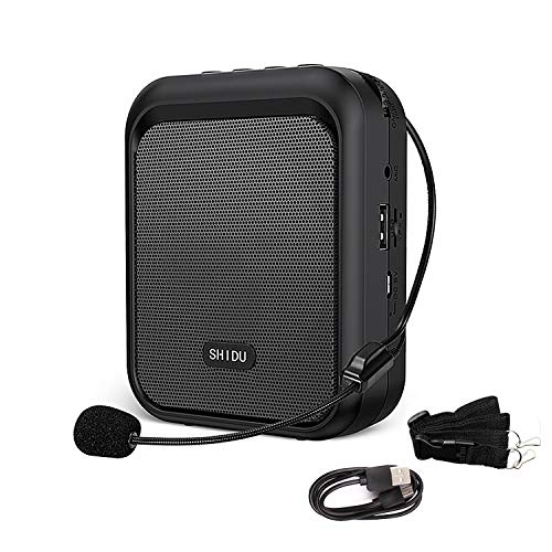 SHIDU Mini Voice Amplifier Portable Rechargeable Bluetooth Speaker with Wired Microphone Headset 10W 1800mAh PA system Supports MP3 Format Audio for Teacher, Taxi Driver, Coaches, Training, Tour Guide